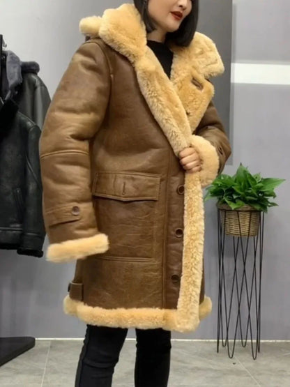 New Arrival Men and Women Winter Warm Coat Genuine Sheepskin Shearling Jacket Real Leather Jacket 100% Wool Liner Hooded XXXXXXL