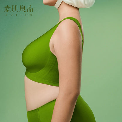 SUJIIN Plus Size Seamless Bra Sets for Women 2025 Push Up Wireless Minimizer Bras Lady Anti-sagging Bralettes for Large Breasts