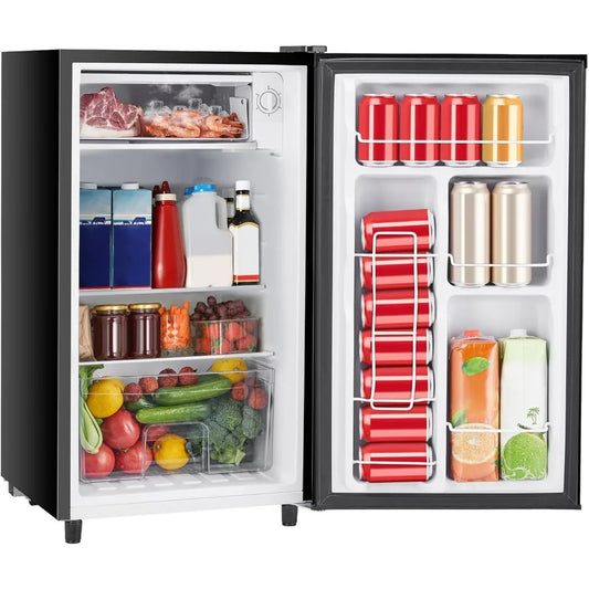 Sweetcrispy 3.2 Cu.Ft Mini Fridge with Freezer Small Refrigerator Single Door Adjustable Thermostat Energy-efficient Low Noise