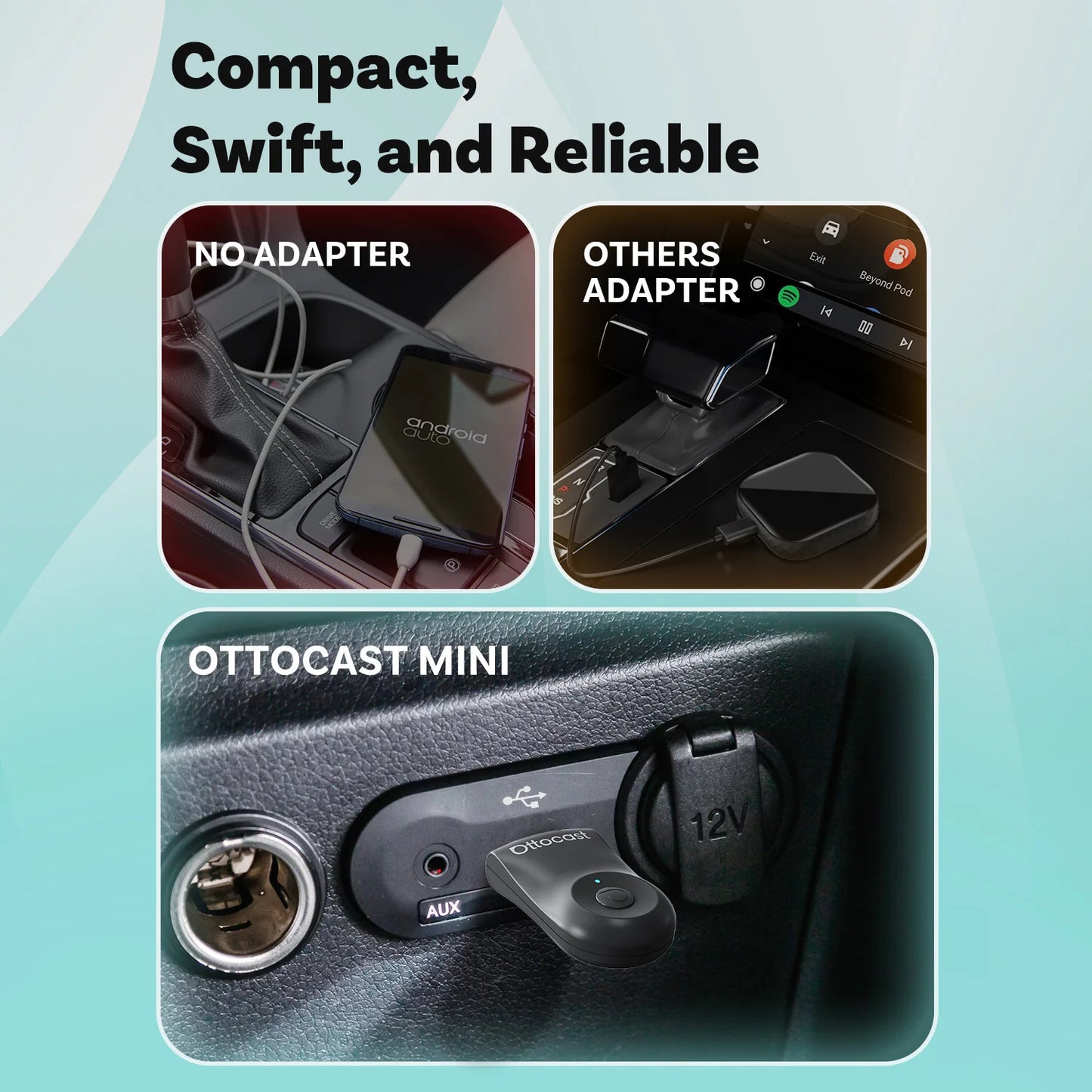 OTTOCAST NEW Mini Wireless CarPlay Android Auto Wireless Adapter Plug And Play WiFi Fast Connect Dongle For Toyota Audi Benz