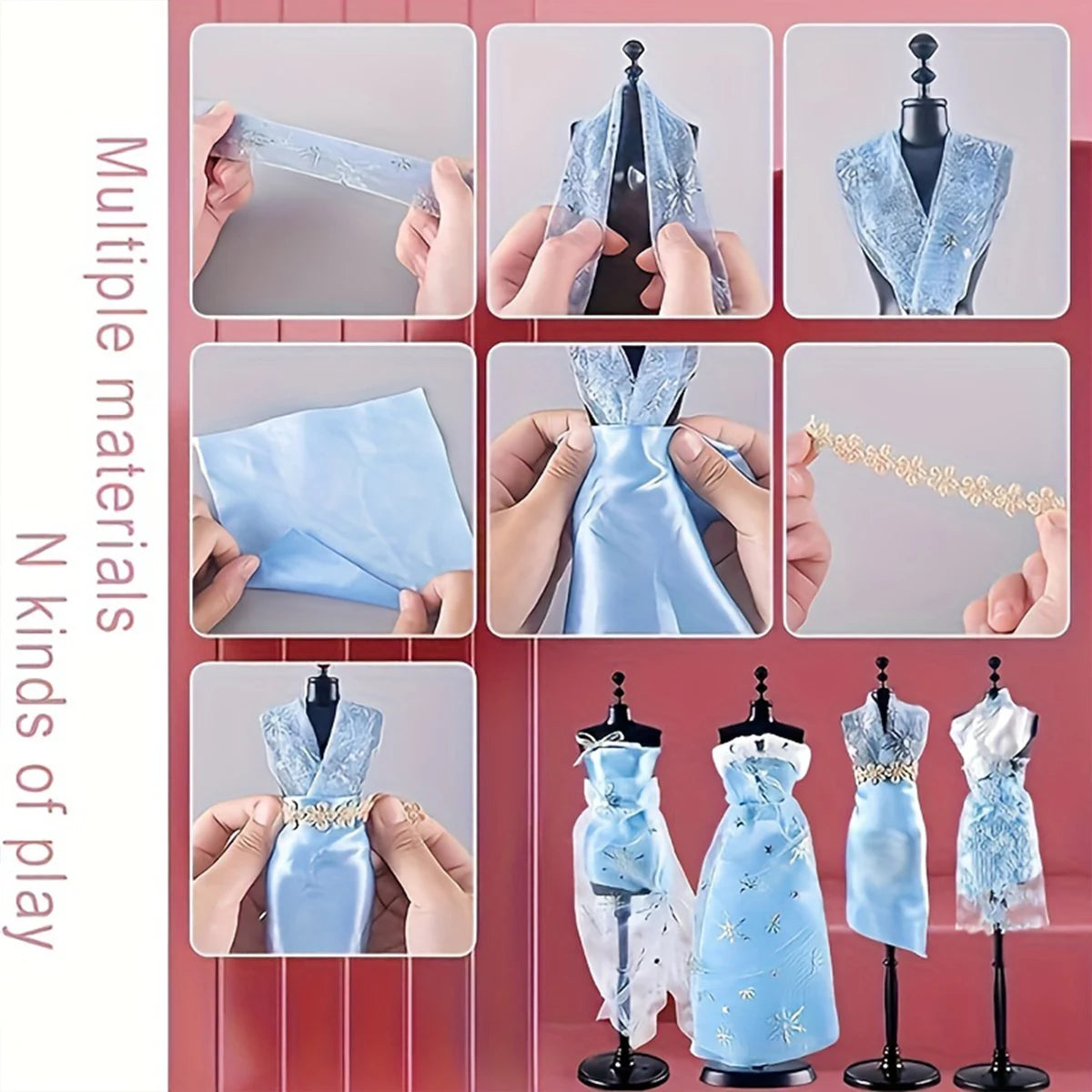 Girls Fashion Designer Kit DIY Creative Paste Art Craft No Needle Thread Birthday Halloween Christmas Thanksgiving Gift