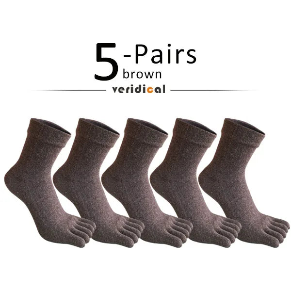 1/5 Pairs Wool Toe Short Socks Winter Man Soft Elastic Endurable Business Sweat-Absorbing Thick Thermal Warm 5 Finger Socks