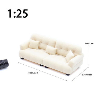 1/12 1/20 1/25 Dollhouse Simulation Flocking Sofa Model Mini Living Room Furniture Doll Decoration Accessories Pretend Play Toys