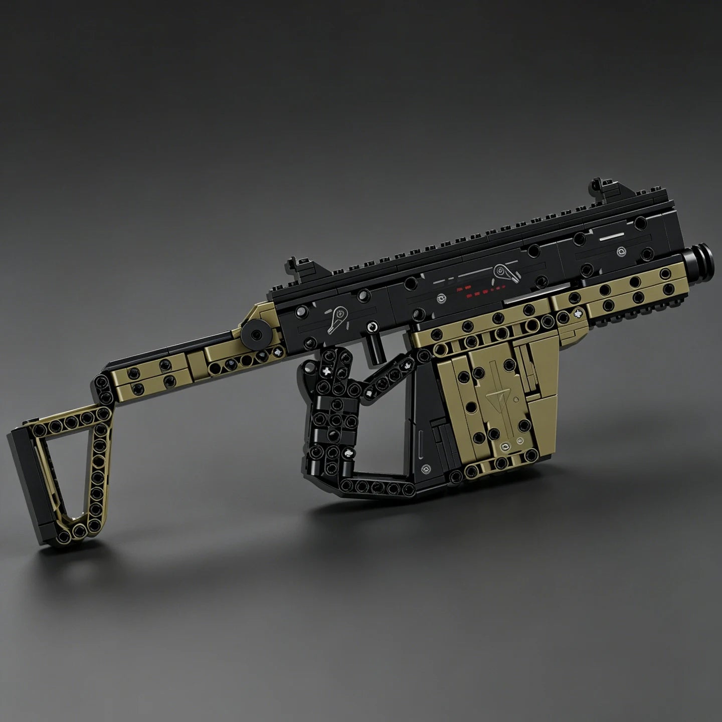 2026 New Vector Submachine Gun Military Equipment Building Block Gun  - Educational Toy Gun with Folding Stock