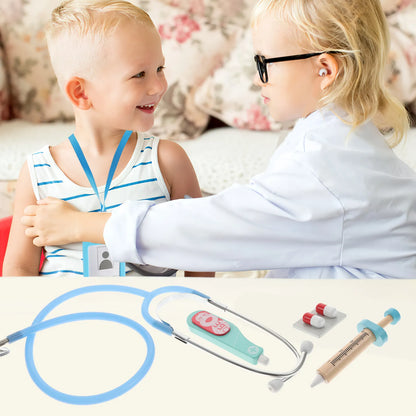 1Set Stethoscope Kid Doctor Kit High-Grade Wood Metal Pretend Play Role Play Set Children Learning Gift Doctor Kit for Kids