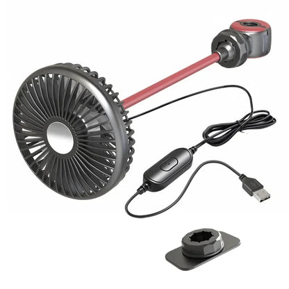 360° Rotation Double Head Car Back Seat Fan 3-speed Wind Adjustment USB Auto Cooling Fans for Summer Car Accessorie