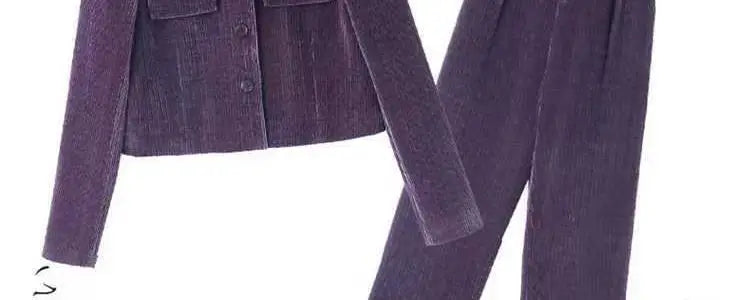 Fashionable Corduroy Set Women's Autumn Winter New Style Elegant Lady Fragrance Wind Coat Wide Leg Pants Two Piece Suit