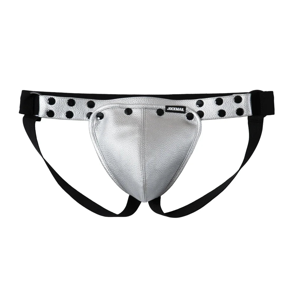 Men's Leather Tri Harness Chest Armor Buckles Adjustable Size Removable Pouch Faux Leather Jockstrap Gay Underwear  Costumes