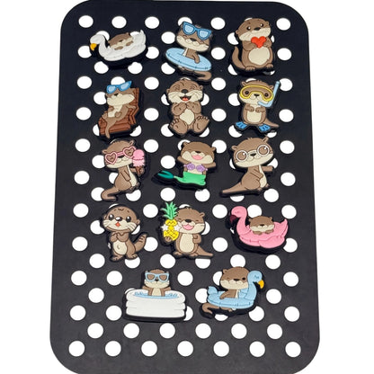 14-100PCS Kawaii Animal Beaver PVC Shoe Charms For Clogs Pin Sandals Shoes Accessories Garden Shoes Decoration Kid Summer Gift