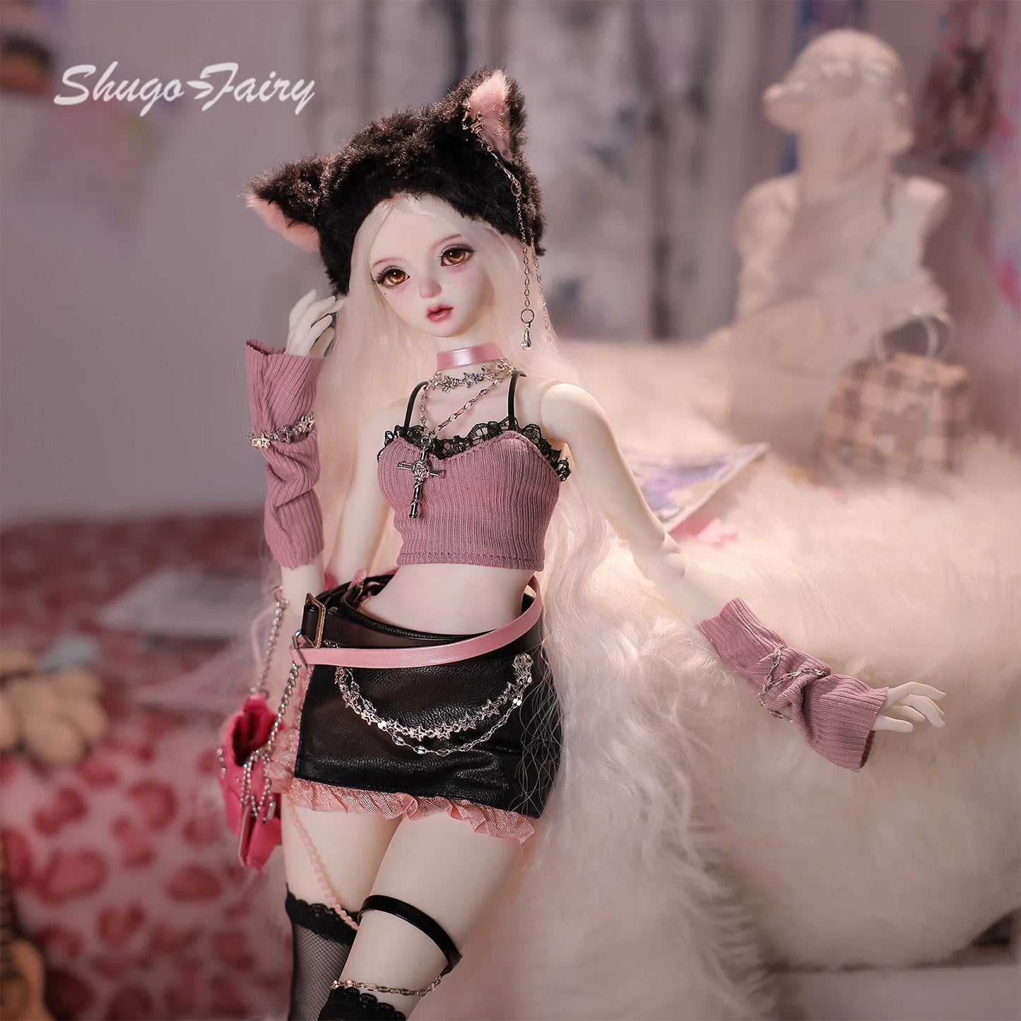Celia N Y2K Baddie 1/4 BJD Doll Fullset Pastel Punk Style Pink Cyber Accessories Sweet Honey  ShugaFairy Collectible Figure