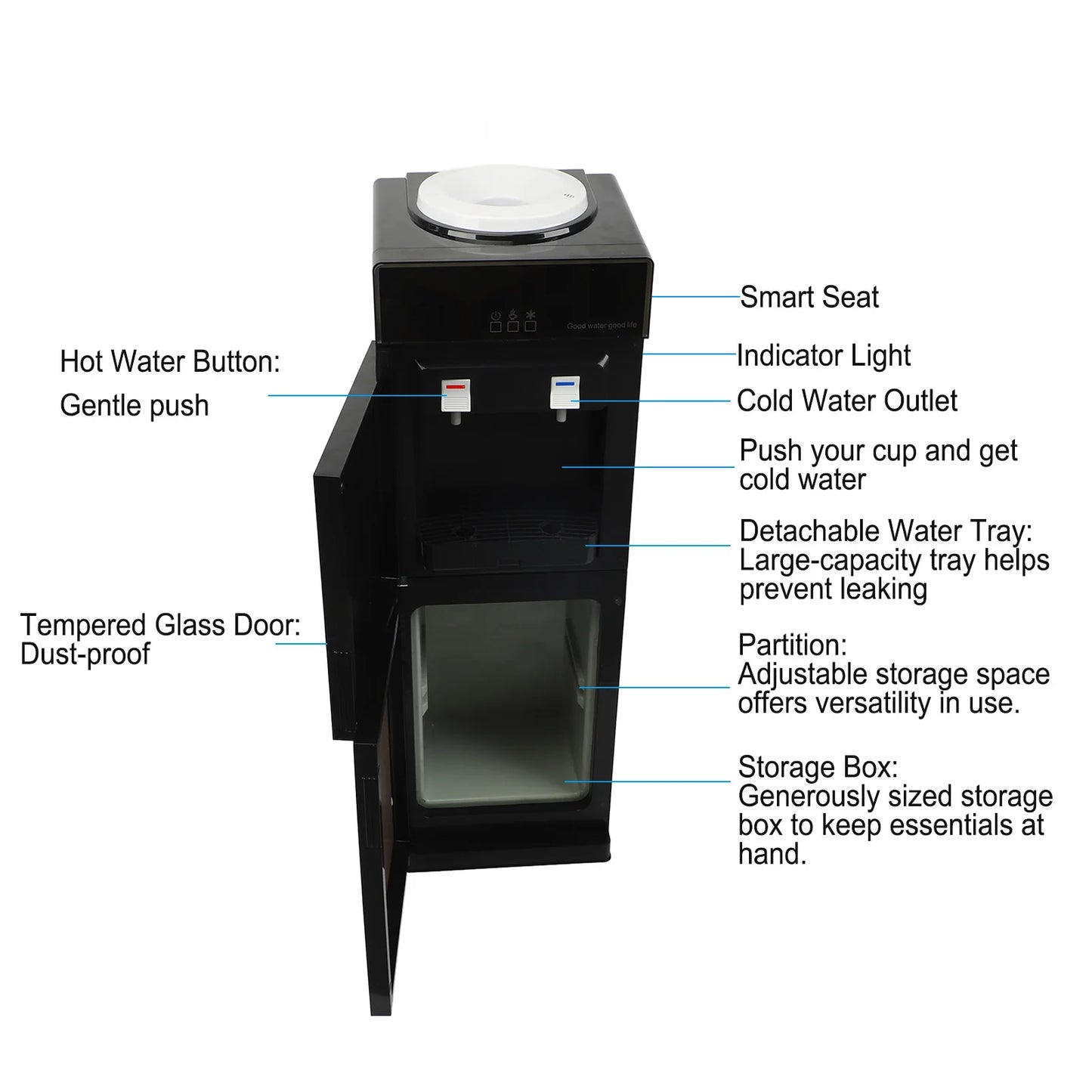 Standing Water Dispenser Top Loading Hot and Cold Water Dispenser Water Cooler for Home  Floor Standing Water Dispenser