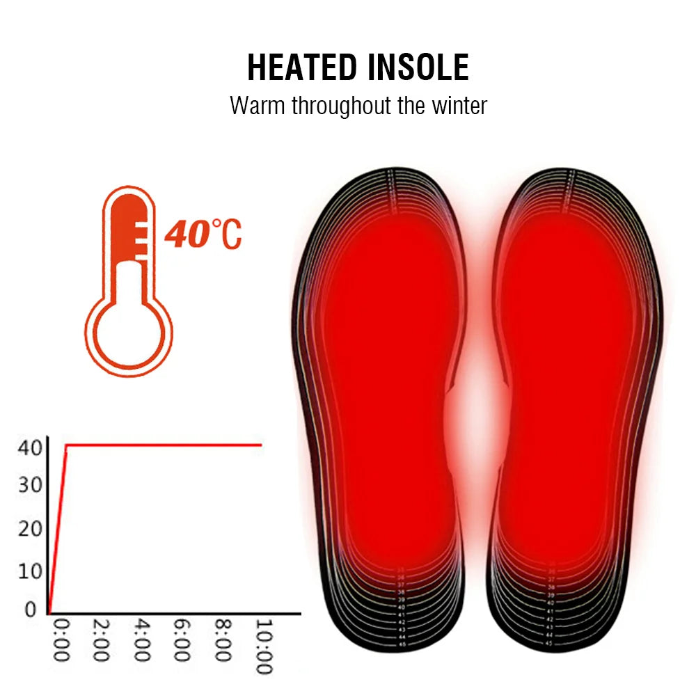 Winter Heated Insoles Electric Battery Heating Warm Shoes Inserts Free Cut Carbon Fiber Foot Pads Thermal Heater Insoels