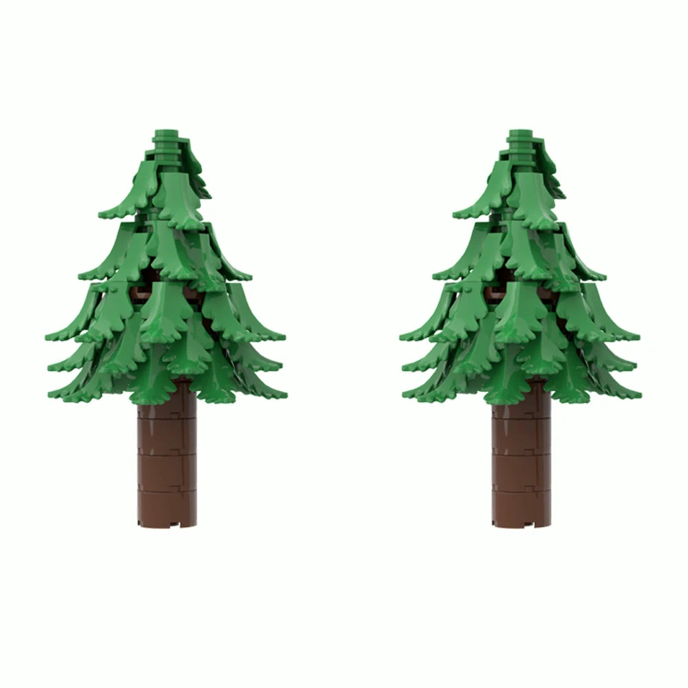 MOC Plant & Tree Parts: Green Grass, Pine Trees, Leaf Flowers & City Building Bricks Accessories - Assemble Blocks Kit