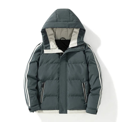 2024 New Cotton Jacket for Men with Plush and Thickened Two Bar Cotton Jacket for Men, Two Bar Cotton Jacket for Men, Hooded Bre