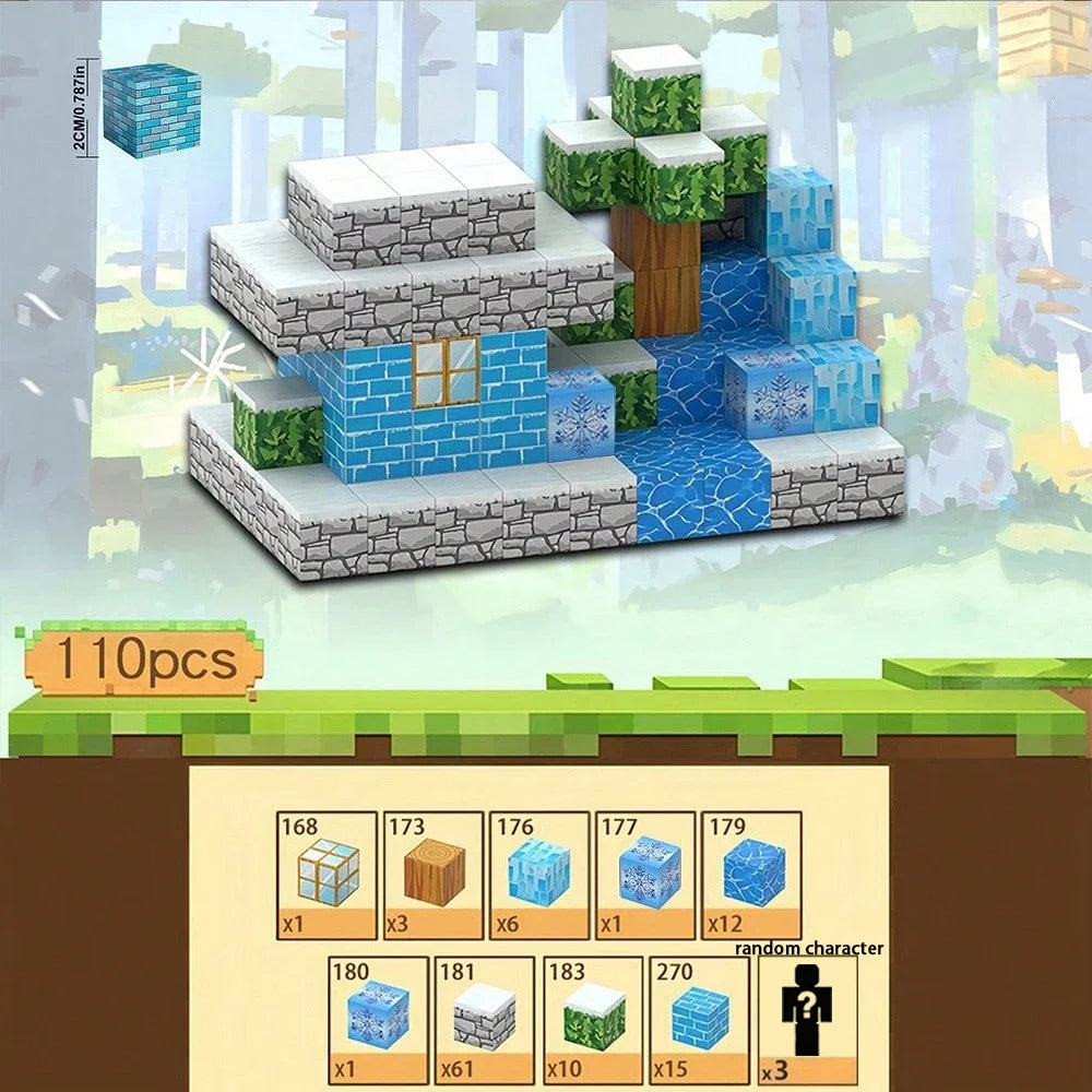 Magnetic Building Block Bricks Toy Mine Stacking World Creative Model STEM Model Suite Educational Kids Gifts for Boy Girls