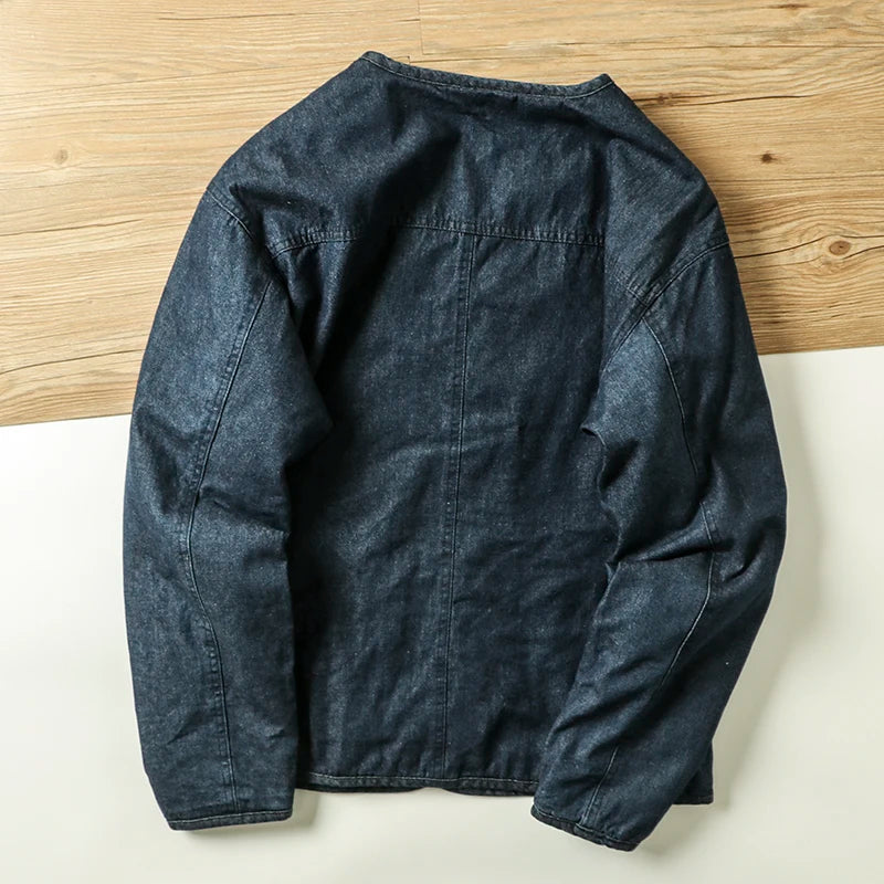 Retro Japanese Style Loose Fit Cotton Jacket Casual Unisex Denim Coat Long Sleeve Warmth Youth Fashion Autumn Winter Men's Wear