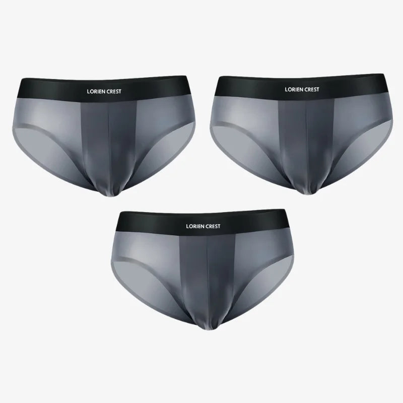 3pcs Ice Silk Men's Underwear Seamless Ultra-Thin Double-Layer Crotch Breathable Men's Briefs Mid-Waist Sexy & Light