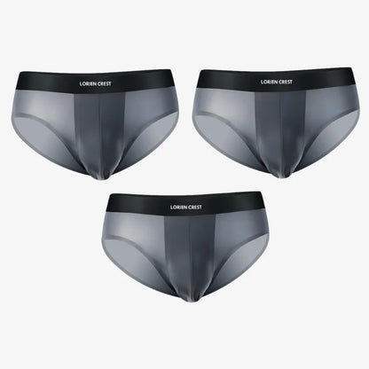 3pcs Ice Silk Men's Underwear Seamless Ultra-Thin Double-Layer Crotch Breathable Men's Briefs Mid-Waist Sexy & Light