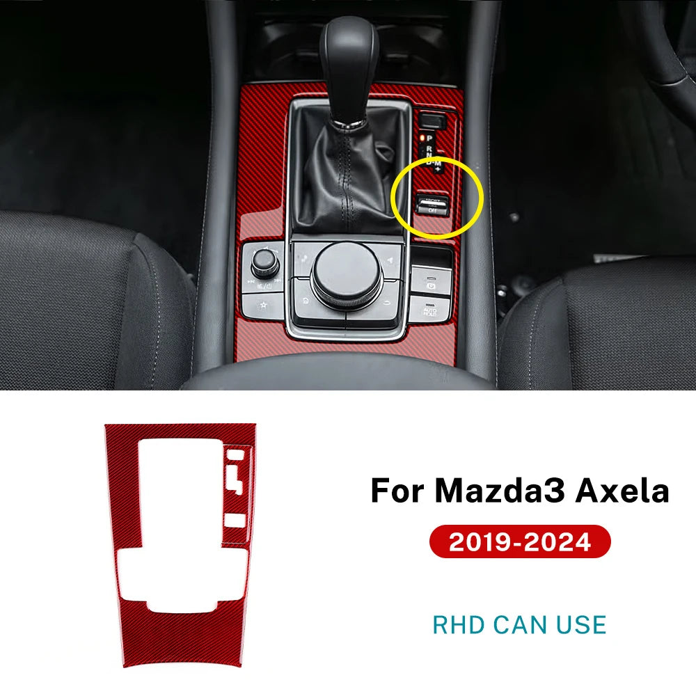 For Mazda 3 Axela BP 2019 2020 2021 2022 2023 2024 2025 Real Soft Carbon Fiber Sticker Automatic AT Car Gear Shift Panel Trim