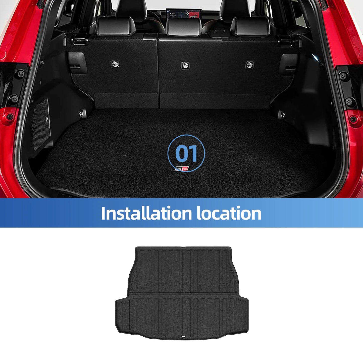 Left Drive for Toyota RAV4 Hybrid 2026 Car Floor Mats Cargo Trunk Pad TPE 3D Waterproof All Weather Accessories Black
