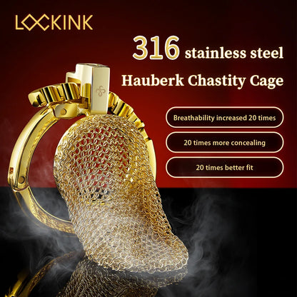 LOCKINK Male Metal Chastity Cage Mesh Femdom Cock Cage Sexy Adult Man Chastity Device Chastity Lock Ajustable Cock Ring Sex Toys