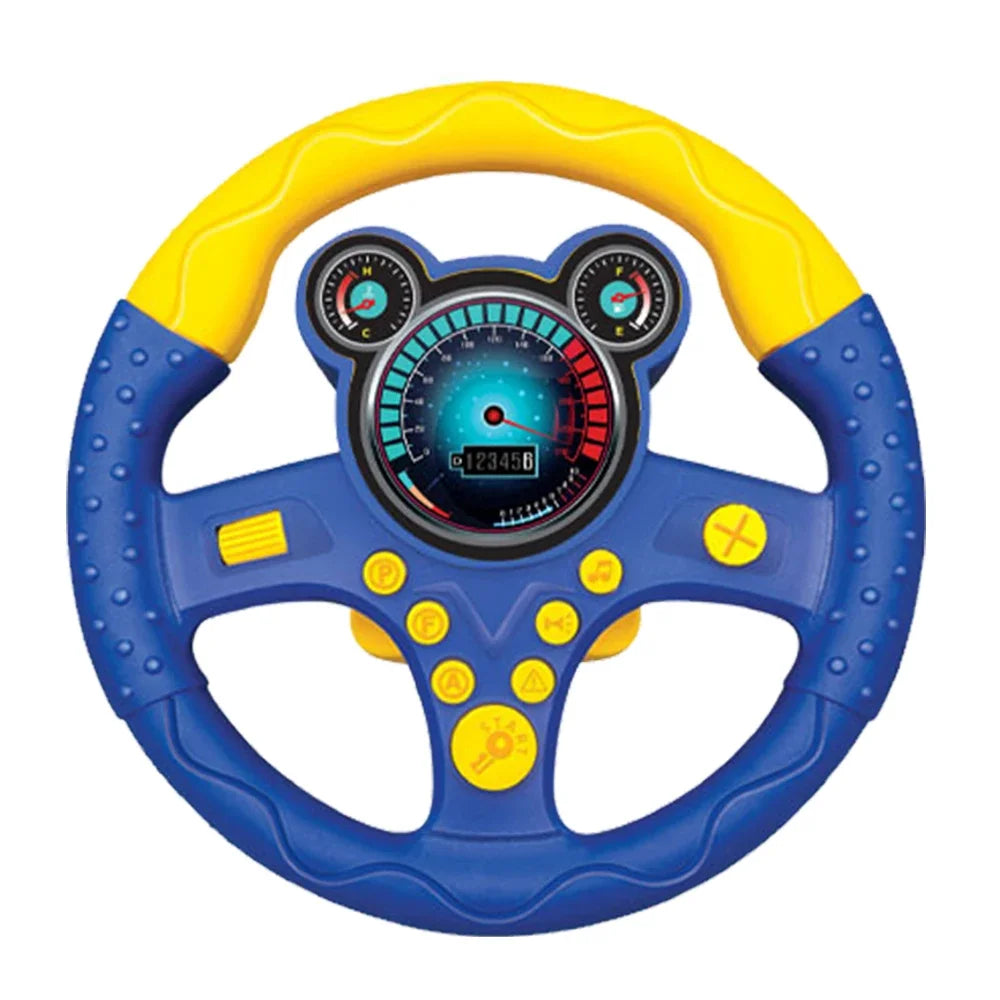 Simulation Steering Wheel Toy Montessori Eletric With Light Sound Baby Kids Musical Educational Copilot Stroller Steering Toy