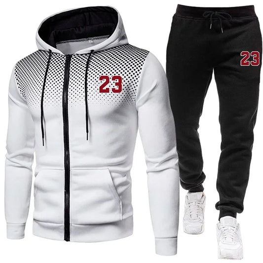 Hot Sale Men's Tracksuit Zip-up Jacket Black Sweatpants Fall Winter Daily Casual Sporty Sweatshirt Outfit Male Training Set