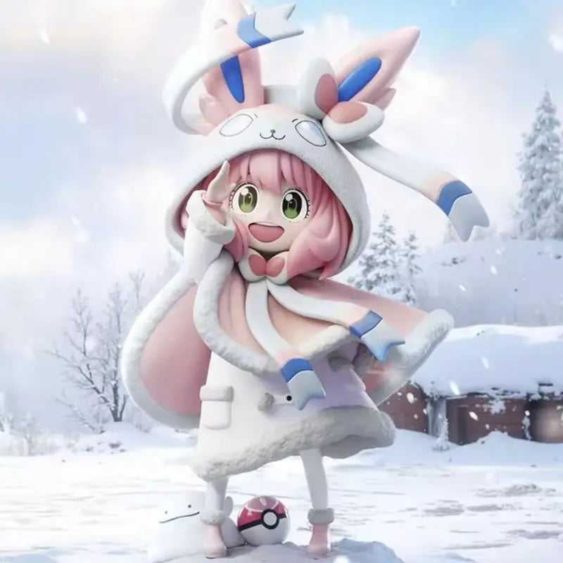 Spy X Family Anya Forger Sylveon Cos Figure 19cm Kawaii Cartoon Character Doll Ornaments Children S Toy Gifts Collectible Model