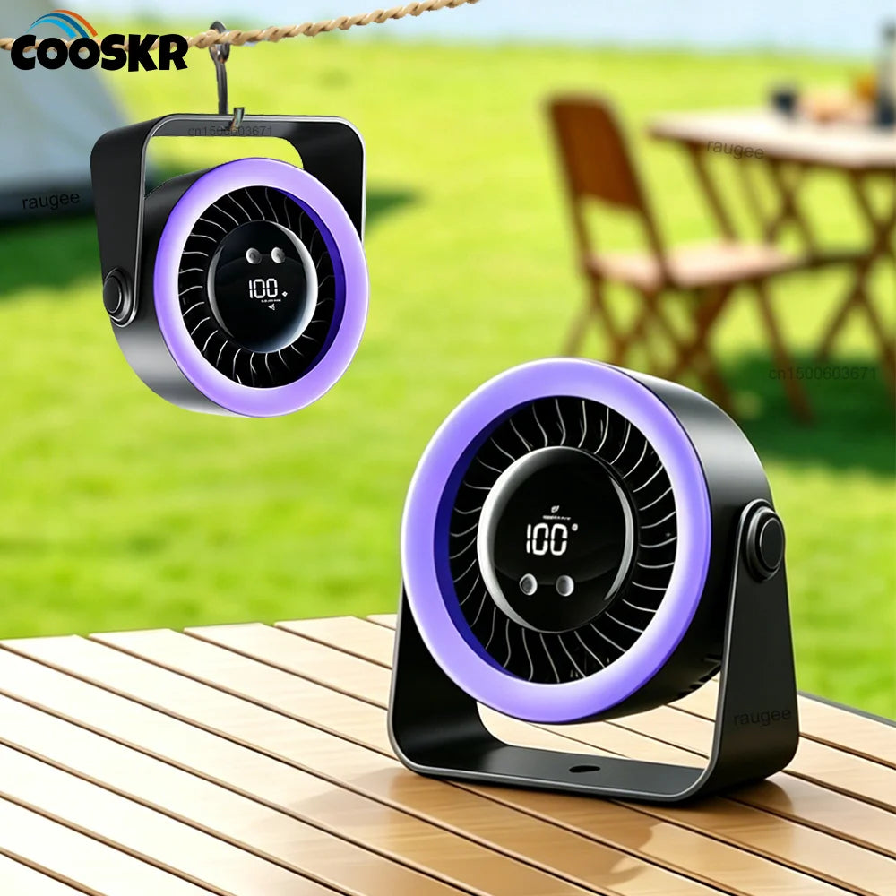 Portable Desk Fan Outdoor Camping Fan Tent Air Circulator USB Rechargeable Table Turbo Fan Wireless Wall Ceiling Fan 100 Speeds