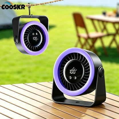 Portable Desk Fan Outdoor Camping Fan Tent Air Circulator USB Rechargeable Table Turbo Fan Wireless Wall Ceiling Fan 100 Speeds