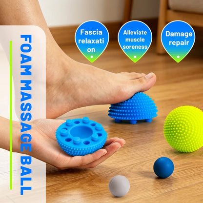Detachable Foot Neuro Massage Ball with Spikes Pilates Yoga Sports Fitness Muscle Relaxation Massage Ball for Body Hand Therapy