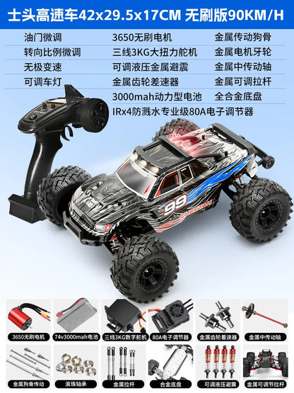 High-Speed Brushless RC Car 1:10 Scale Electric 4WD Off-Road Truck Toy With Shock Absorber 2.4Ghz Remote Control Vehicle