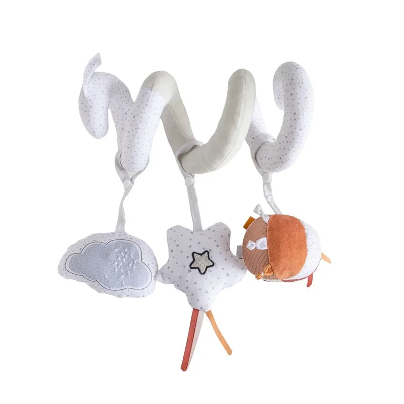 Baby Wooden Gym Pendant Toy Soft Felt Music Rattle Cotton Crochet Mobile Crib Teether Pendant For Infant Activity Gym Toys Gift