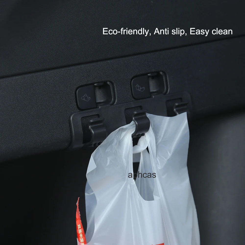 Rear Trunk Hook Seat Button for Tesla Model Y 2020-2024 Cargo Grocery Shopping Bag Holder Umbrella Hanger