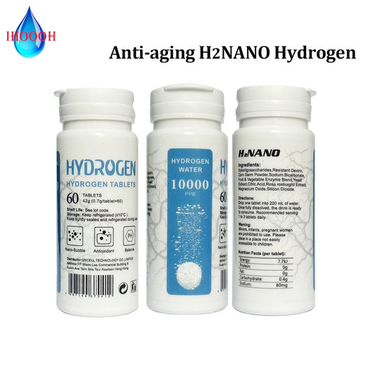 H2NANO alkaline anti-aging rich hydrogen water H2 effervescent tablet 10000PPB can improve taste 60 tablets