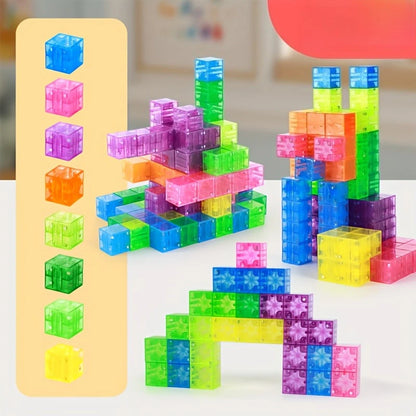 Colorful Magnetic Building Blocks Toy Transparent Magnetic Cubes Construction Preschool STEM Educational Sensory Kids Toys Gift