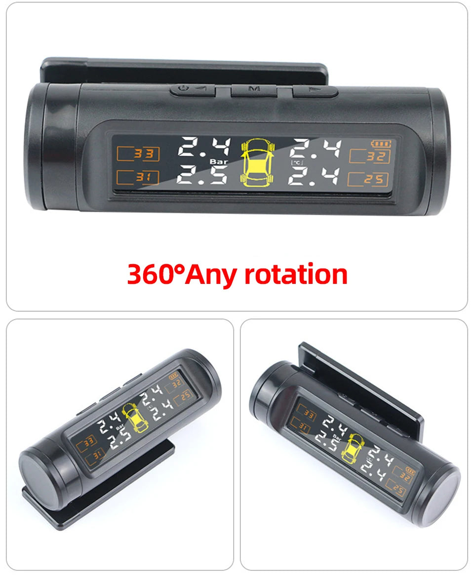 Wireless Tire Pressure Monitoring System Temperature Warning Removable Battery Battery Version 4 Sensors  TPMS Car Tyre Pressure
