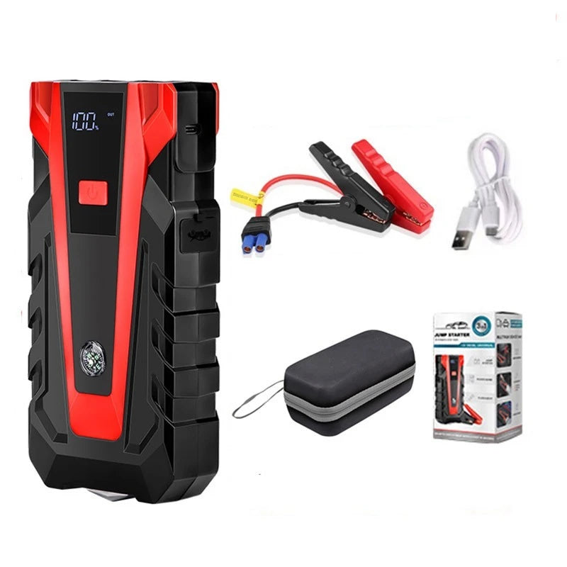 2026 New 12V Portable Jump Starter Equipped with Rechargeable Lithium Dual USB Ports LED Light Emergency Car Battery Booster