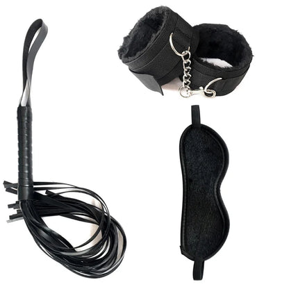 Sex Bondage Set Plush Sex Toy BDSM Kits for Women Couples Adult Games Adjustable Handcuffs Ankle Whip Gag Nipple Clamps Toys