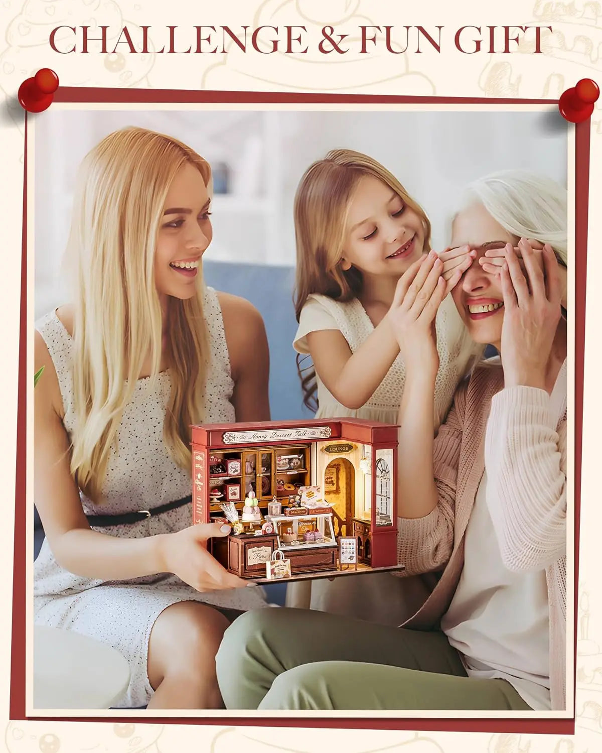 Rolife DIY Miniature House Kit and Furniture Dessert Shop Wooden Dollhouse Model Building Kit Gift for Children Adults