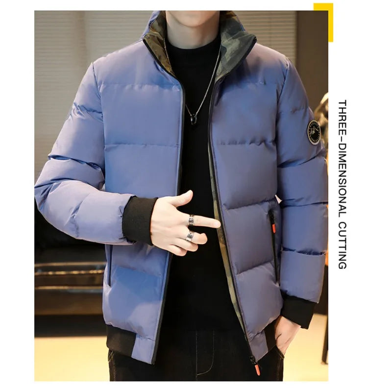 Winter Casual Jacket Men Stand Collar Warm Down Jacket Men Winter Thickened Collar Warmth Jacket Men Street Fashion Casual Coats