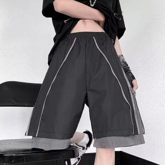 Utility Cargo Shorts Men Summer Military Tactical Zipper Pockets Streetwear Loose Fit Casual Shorts