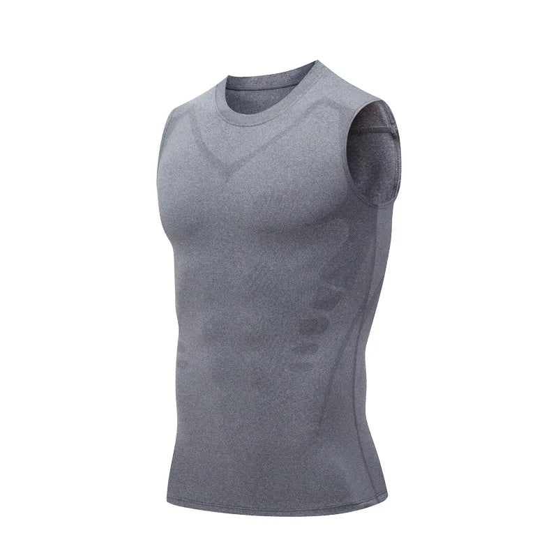 New Summer Fitness Compression Shirt For Men Shaping Sleeveless Therapy Vest Male Ice-Silk Compression Tank Tops Body Shapewear