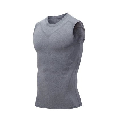 New Summer Fitness Compression Shirt For Men Shaping Sleeveless Therapy Vest Male Ice-Silk Compression Tank Tops Body Shapewear