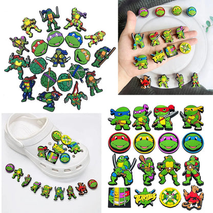 16-100PCS Green Cartoon Shoe Charms For Clogs Diy Shoe Decorations Accessories PVC Buckle Decorate Boy Birthday Party Gift