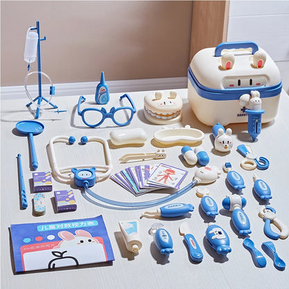 Rabbit Doctor Play Set for Kids Medical Kit Pretend Play Dentist Nurse Role Play Toy with Stethoscope Educational Learning Gift