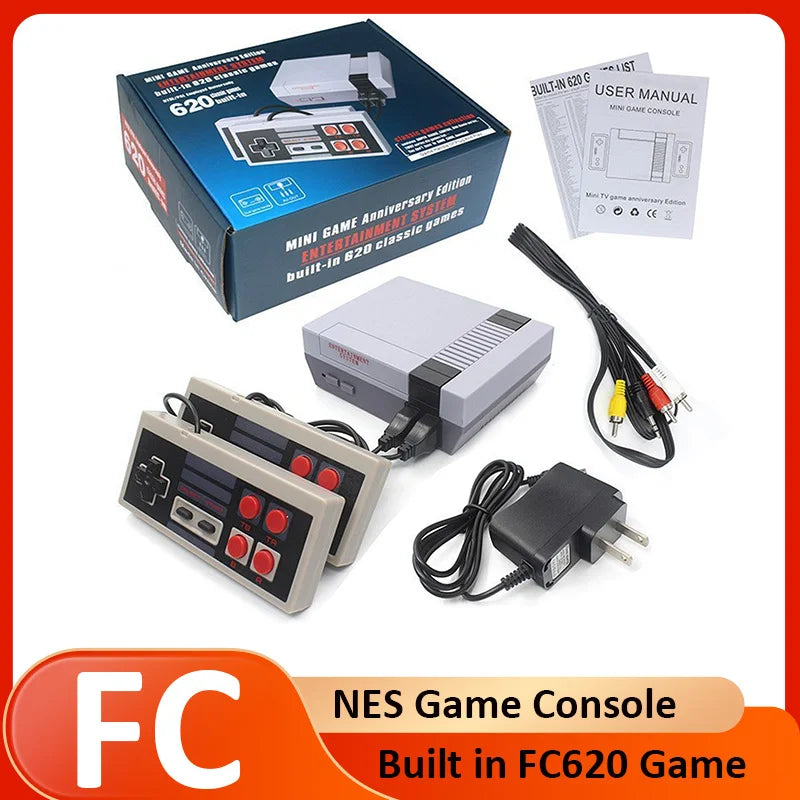 Retro Family Video Game Console For FC Home Game Player AV Output Built in FC620 Classic Game with wired Gamepad For Children