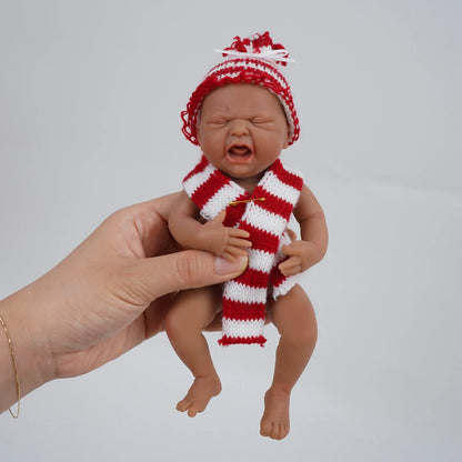 7" Boy Micro Preemie Full Body Silicone Black Skin CryBaby Doll "Ethan" Lifelike Mini Reborn Doll Surprice Children Anti-Stress