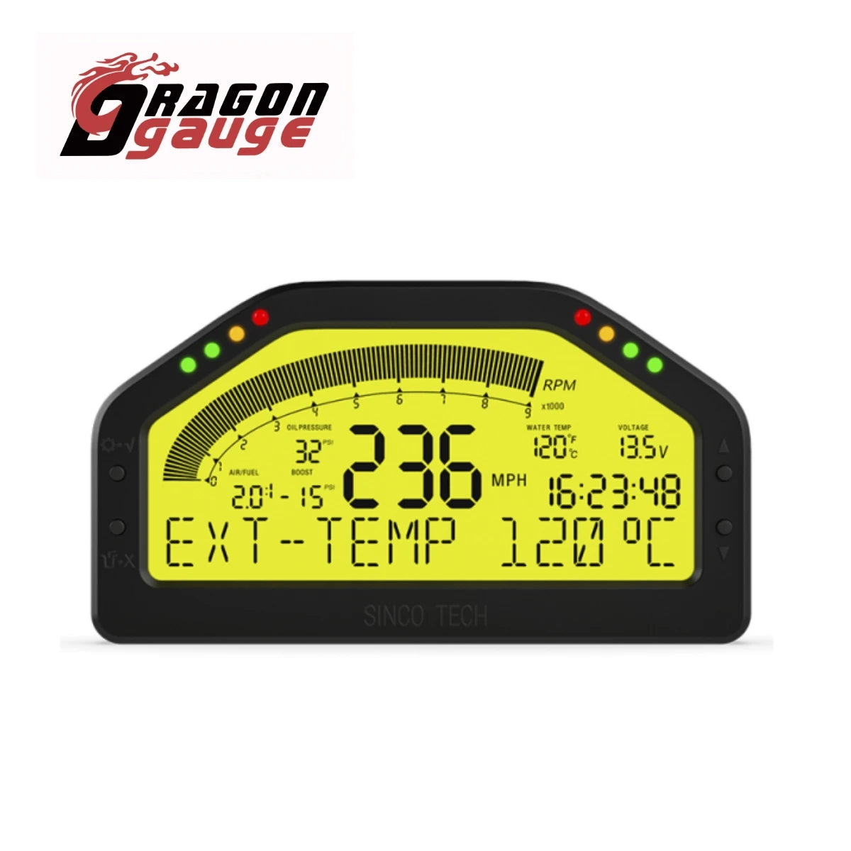 Rally Race Dash Panels 9 in 1 Gauge LCD Display Sensor Kit Multi-Function Race Dashboard Bluetooth Connection DO904