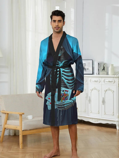 1pc Men's Robes 2026 Spring/Summer 3D Printed Nightie for Men Sleepwear Bathrobe Sleepwear Polyester Graphic Funny Pajamas
